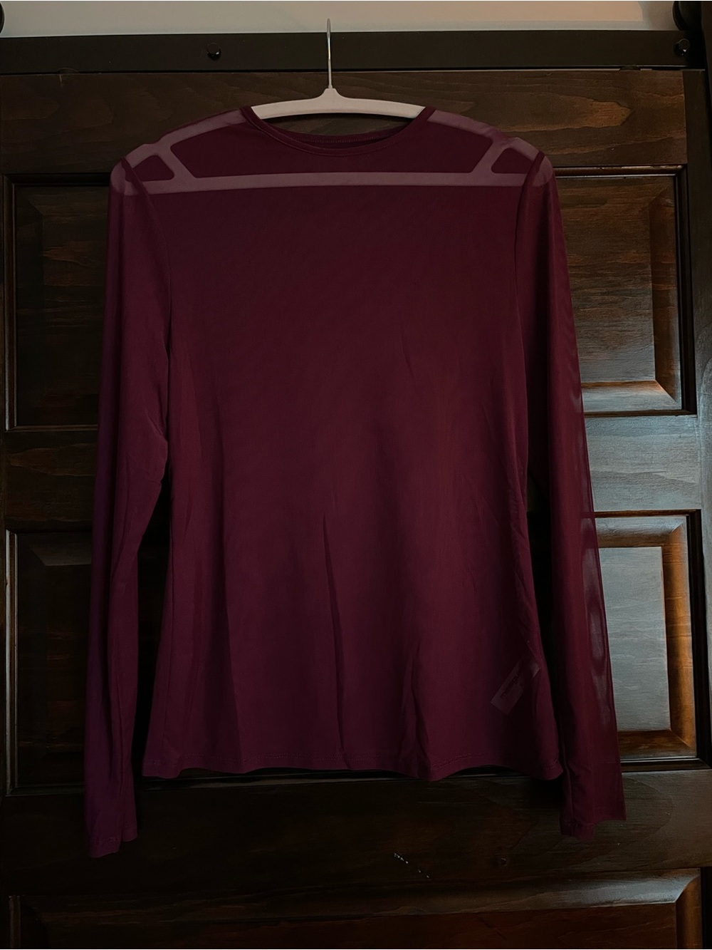 Missguided Purple Sheer Long Sleeve Crew Neck Top